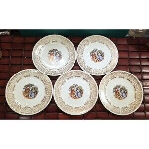 Victorian Fragonard Love Story/Courting Couple 7" Salad Plates Crooksville CRO10